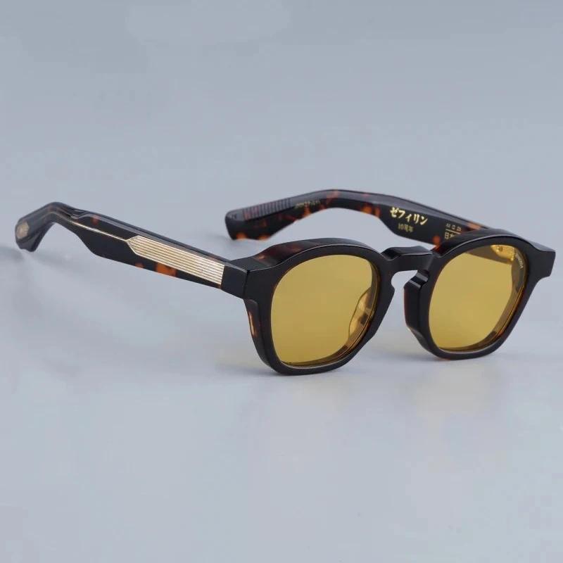 Unisex Thick Rim Acetate Sunglasses Vintage Square Eyeglasses UV400 Protection Shades with Protective Case