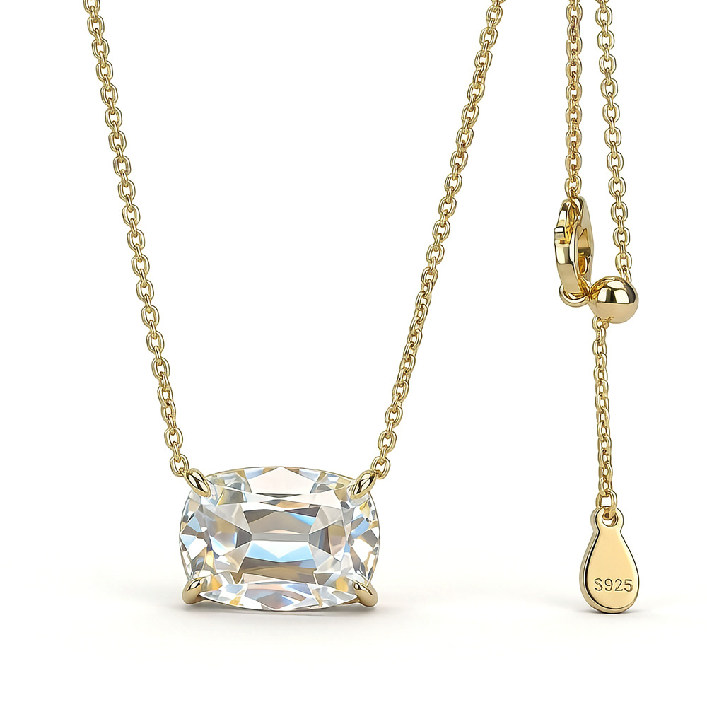 S925 Sterling Silver Moissanite necklace designer necklace women 10 Cart Old European Cut Pendant chain 18k Gold Plated jewelry Necklace