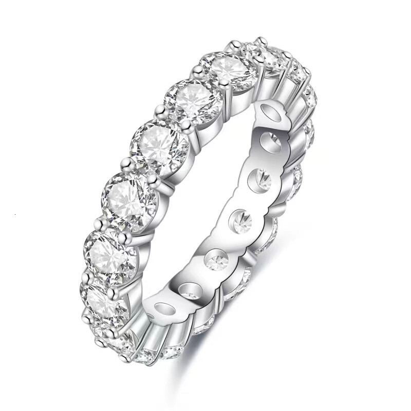 Cluster Gra certified 3mm 4mm 5mm 925 silver ice crystal hip-hop tennis ring, moissanite Cuban link ring