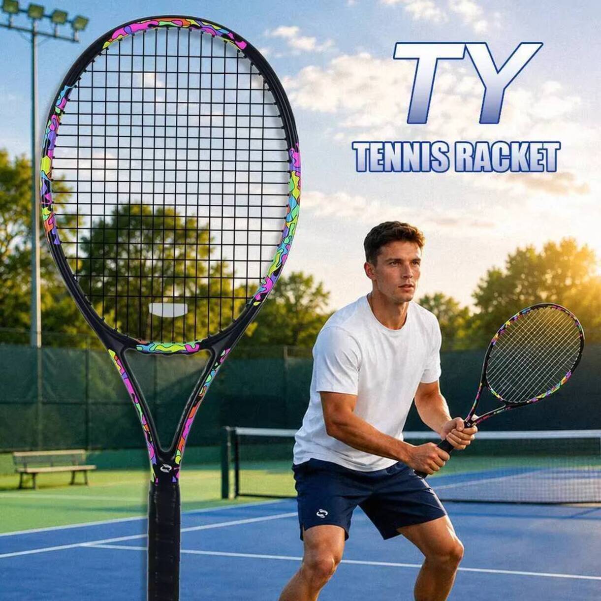 Multi-Piece Tennis Racket Matching Kits * TY Pro Beginner Tennis Racket Composite Carbon Fiber With full graphite professional tournament racquets A