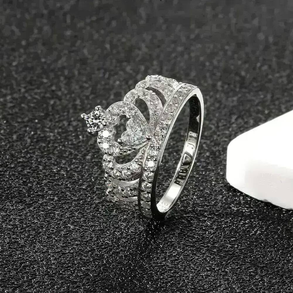 ble Collection Ring Sets & Multi-Piece Combination Finger Rings S925 Sterling Silver Princess Crown For Women Simple