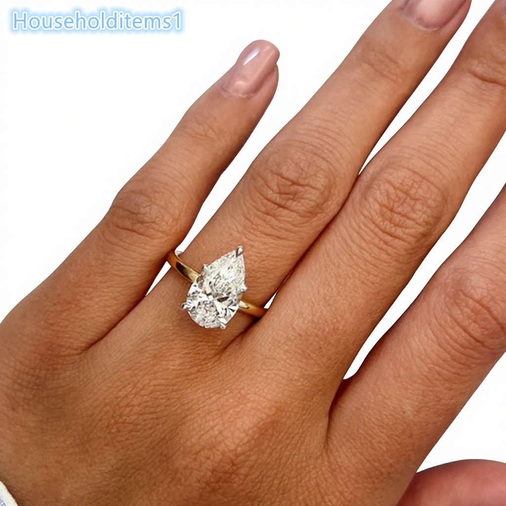 Custom 14K 18K Solid Gold White Yellow Lab Grown Diamond Engagement Ring 1CT D CVD Pear Cut