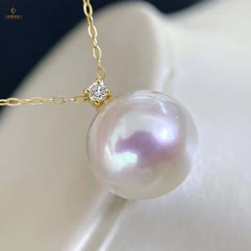 G18k Gold Natural White Freshwater Pearl 10-11mm Strong Luster Luxury Princess Pendant for Women