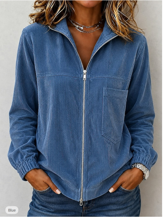Women New Autumn Solid Color Corduroy Hooded Jacket European American Simple Style Trendy Soft Comfortable Casual Daily Street Outerwear For Ladies