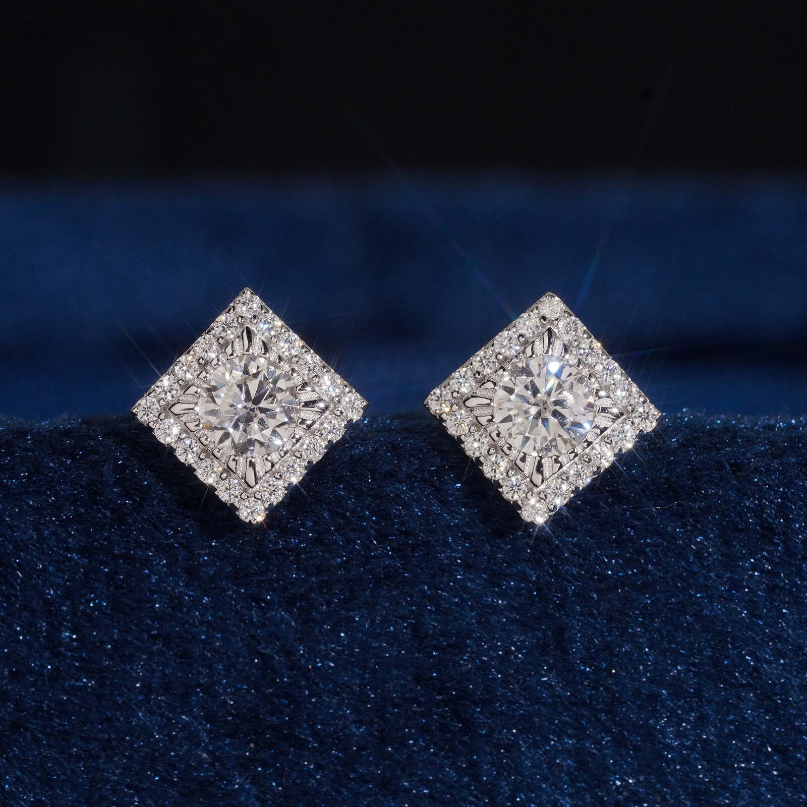 Factory s925 silver moissanite square earrings, hip-hop style, accessories, drop shipping available