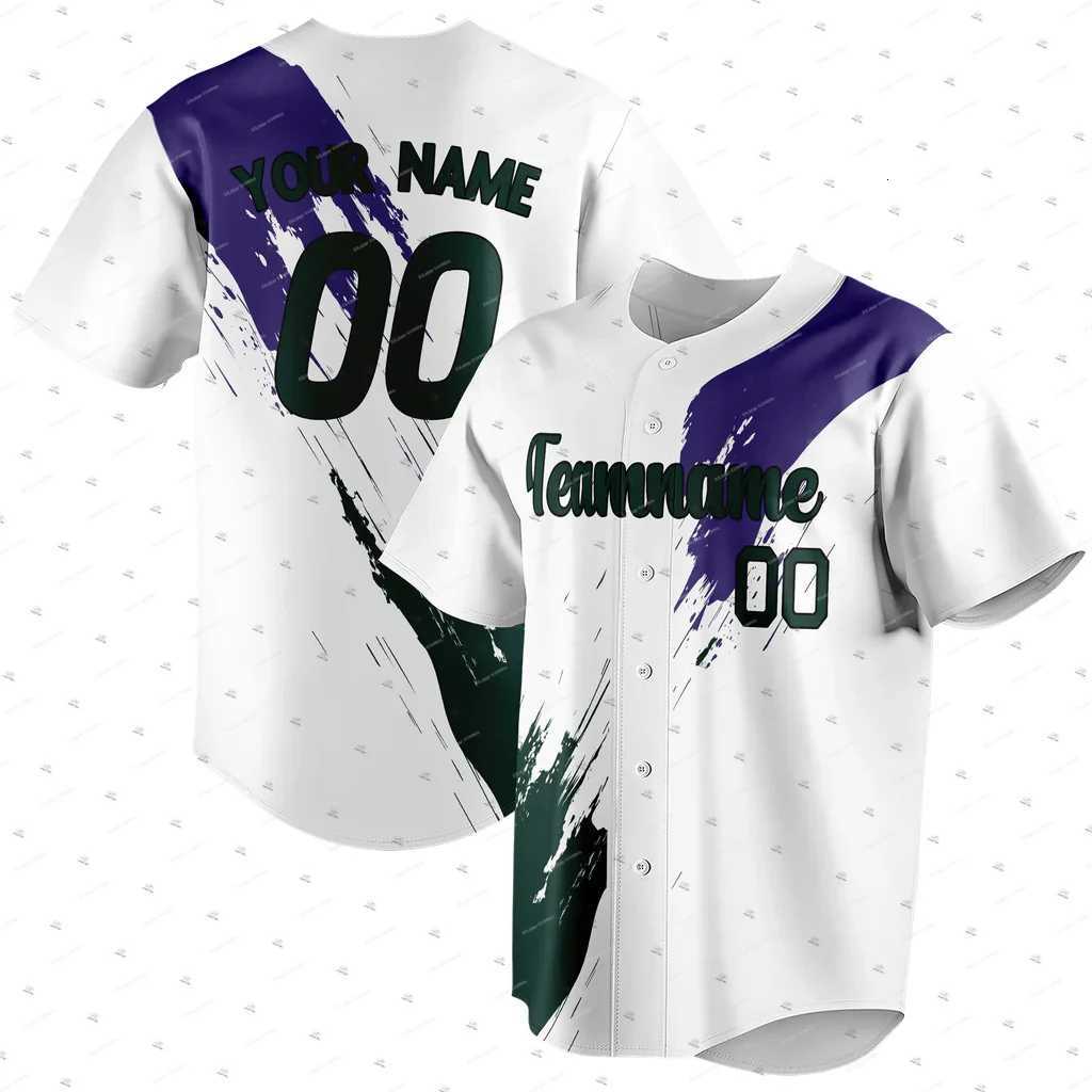 T-Shirts Custom Name Gradient Men's Graffiti Vintage Breathable Baseball Shirts Retro 3DPrint Button Up Shirts Harajuku Short Sleeves 6W261017