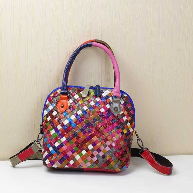 Evening Bags New Style Casual Leather Sheepskin Ethnic Style Handbag Versatile Crossbody Women's Small Woven Bag Style Bag H261016