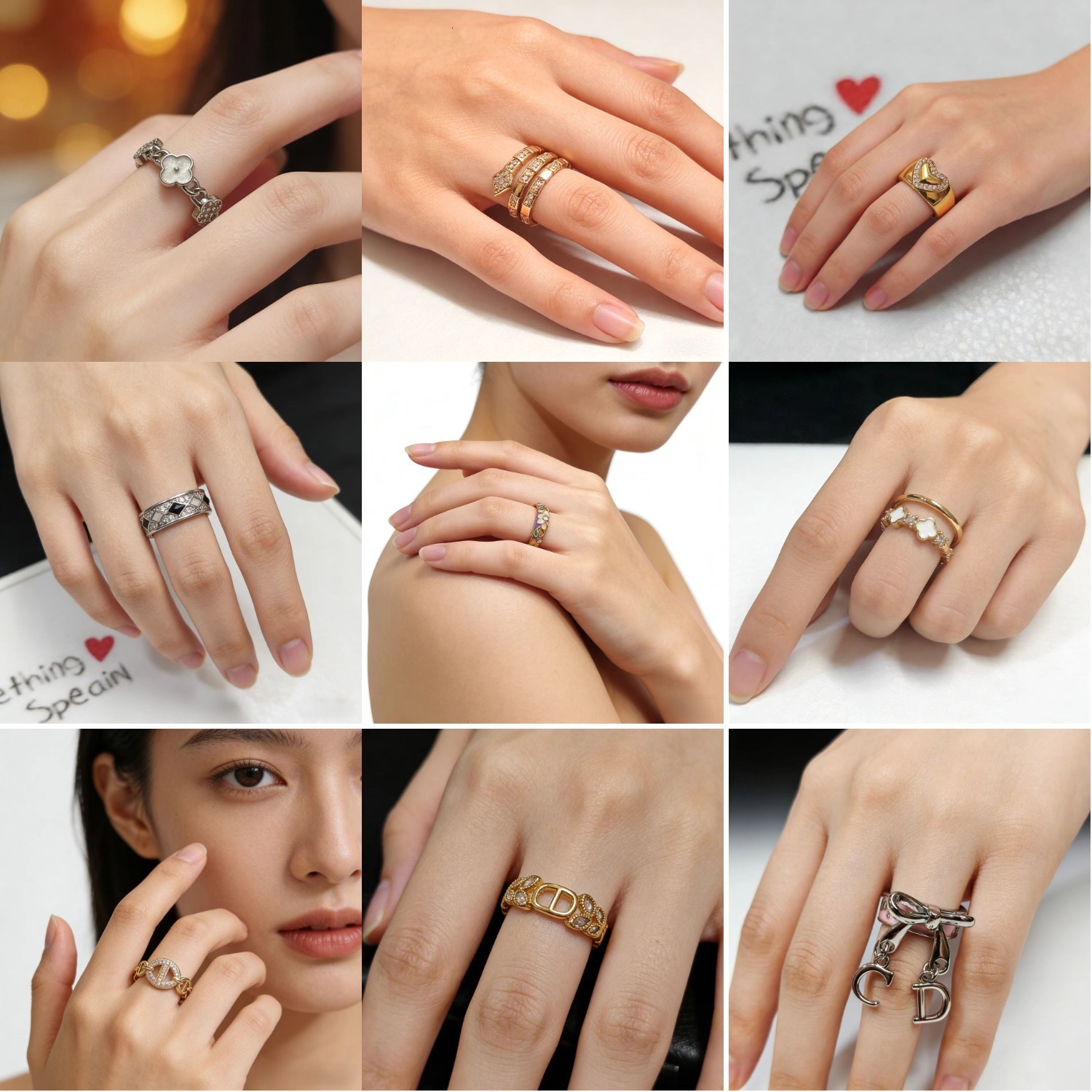 V brand ring Small, fresh, stylish design, sweet and cute shell-shaped four-leaf clover open ring for women, high-end index finger ring, wholesale