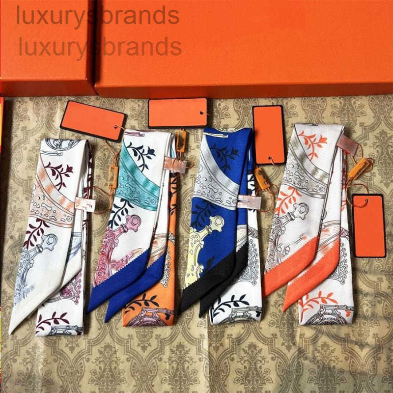 print silk scarf designer headscarf womens fashion long handle bag scarf Paris shoulder backpack luggage ribbon headscarf Swcj