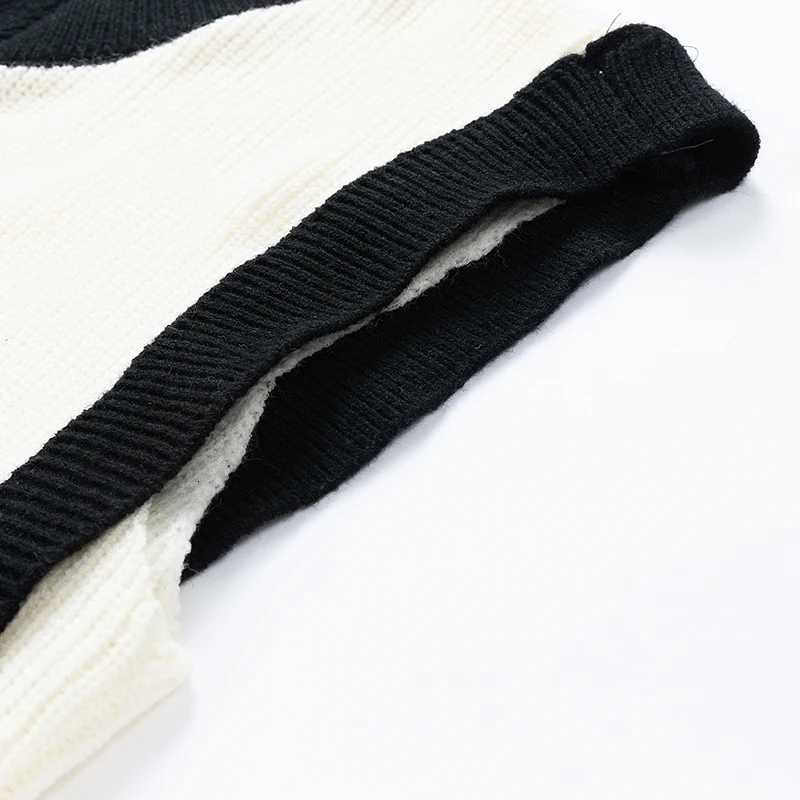 Sweater Korean Fashion Men's Vests Vest Men Thick V-neck Sleeveless Knitted Sweaters Vests Patchwork Retro Loose Casual All-match PulloversW261