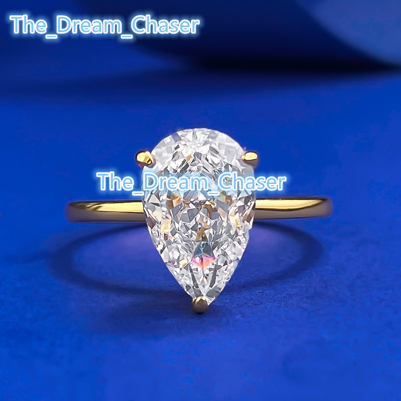 S925 silver water drop ring cross-border new European and American 7*11 ice flower cut pear-shaped ring