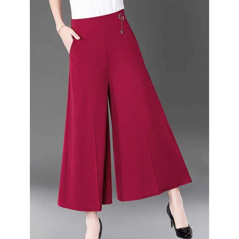Leggings Women's Pants Capris Women's Nine-point Skirt Pants for Women Polka Dot Summer Thin High Waist Mother Wide-leg Pants Draped New B