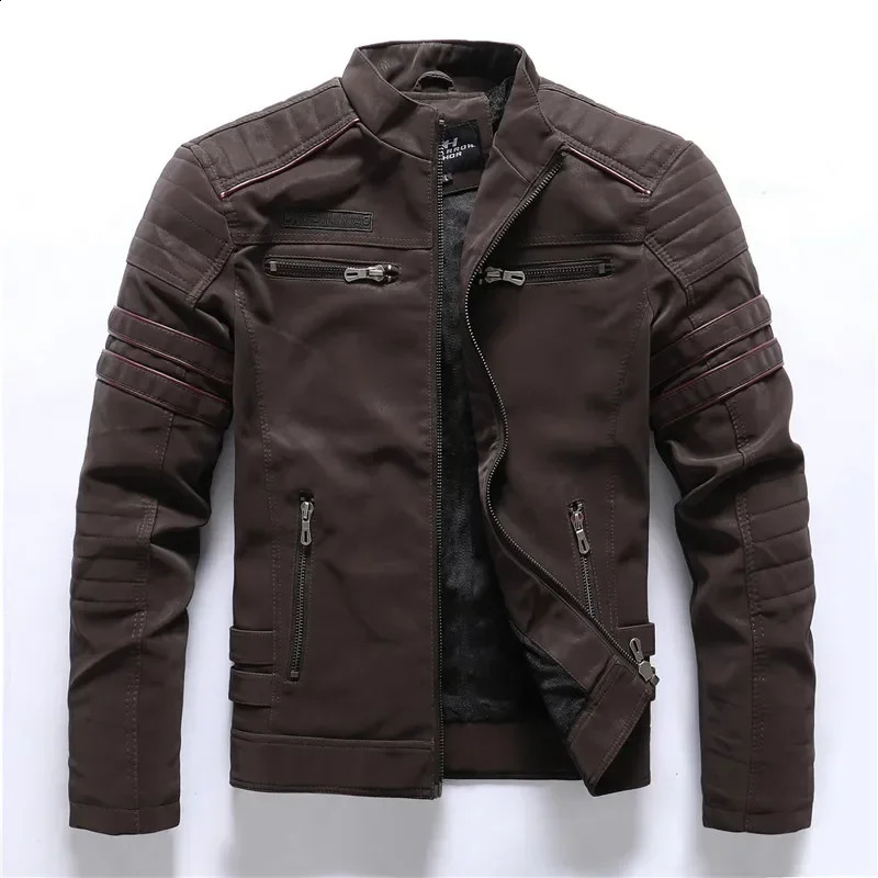 Winter Motorcycle PU Leather Jacket Men 2026 Vintage Fleece Warm Multipocket Coat Male Zipper Autumn Outwear Jackets 261008