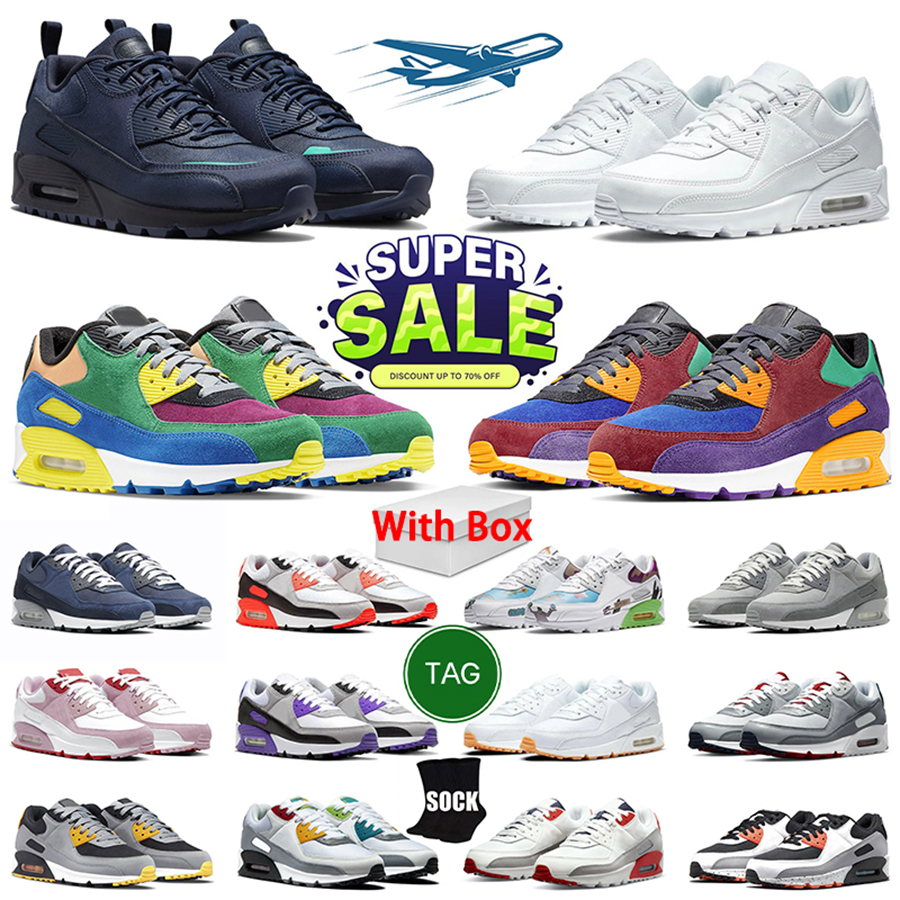 Designer 90 Running Shoes Men Women Triple White Black Red 90s Wolf Grey Polka Orange Laser Blue Runner Hyper Royal Sports Trainer Sneakers Eur 36 4