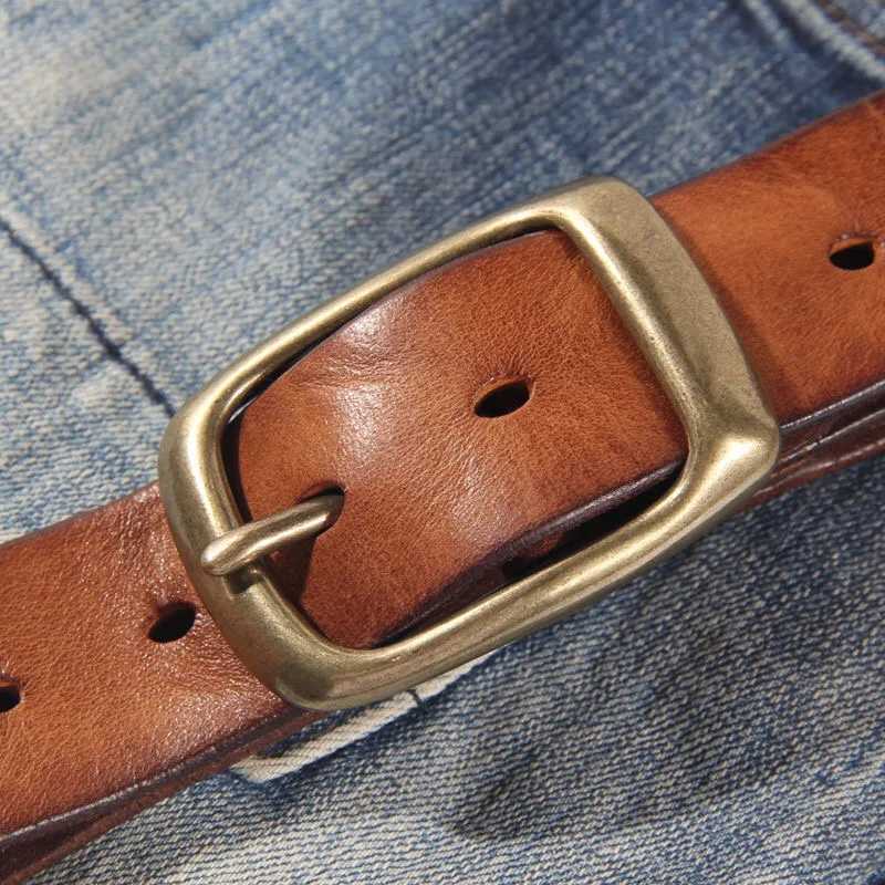 Cowhide New Fashion Leather 100% Retro Handmade Copper Buckle Men's Belt Luxury Belt Genuine Leather Belt Jeans Wide Men's Belt M261016