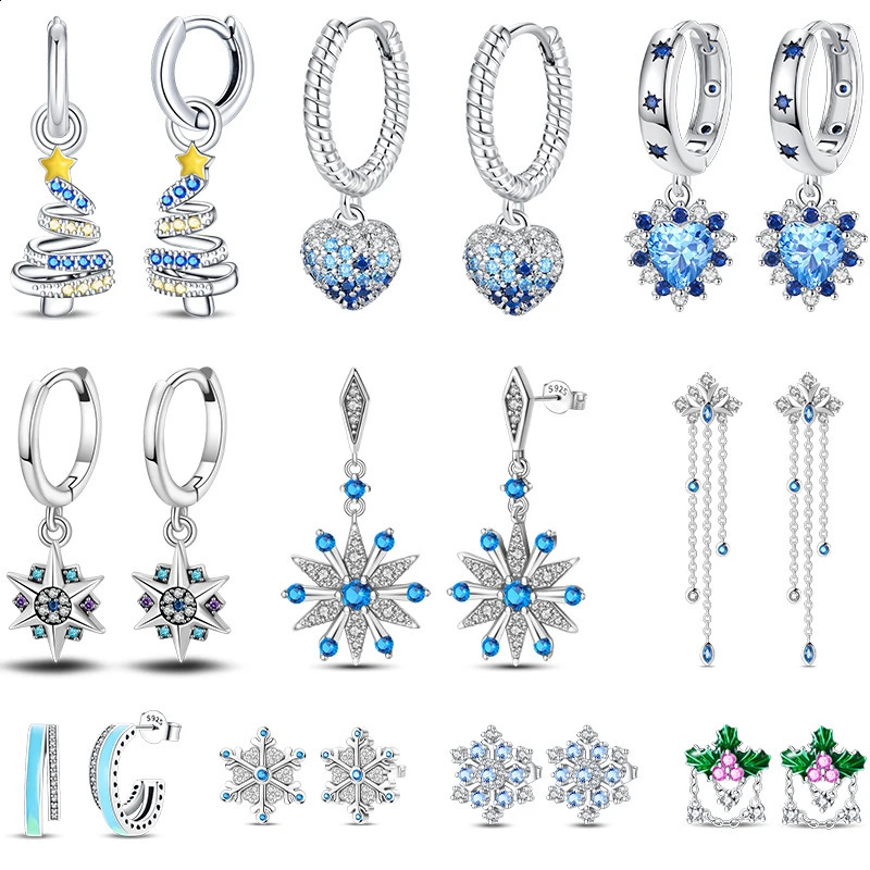 Women's 925 Sterling Silver Snowflake Christmas Sparkling Zircon Winter Earrings Fit For Engagement Parties Exquisite Jewelry261016