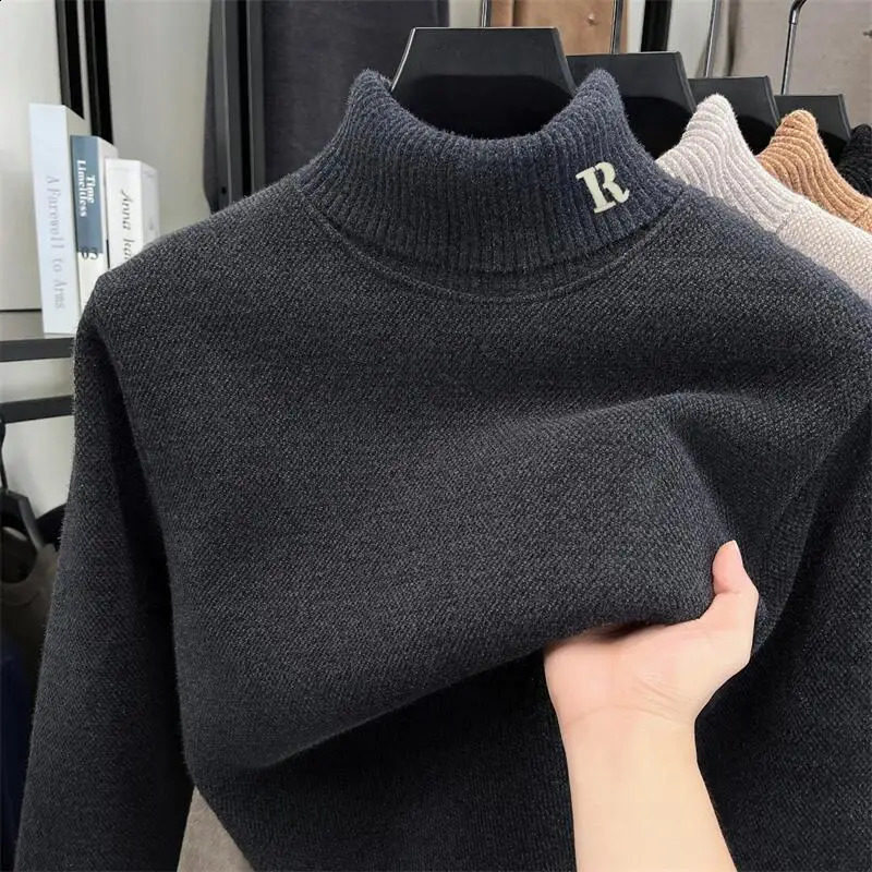 High end men's high neck sweater warm fashion selling letter embroidery Korean style casual knitted pullover 261008