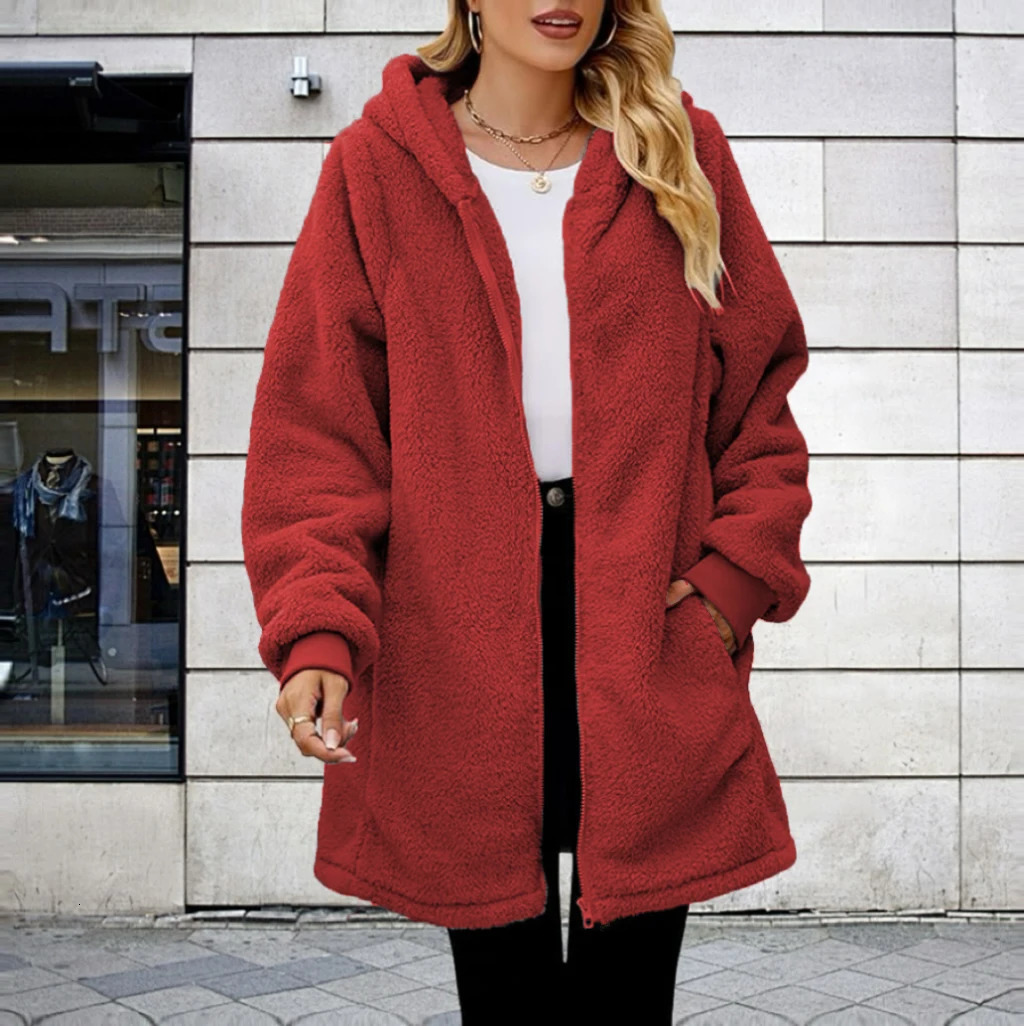 Plus Size2025 selling Large Size Lamb Fur Hooded Jacket Trendy Outerwear with Hat for Warmth And Style 261014