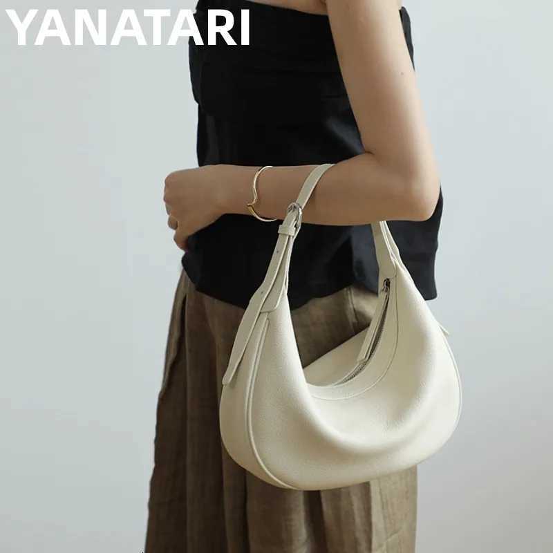 Evening Bags YANATARI woman Shoulder bag soft leather large capacity fashion tote Fashionable Handbag Shopping Crossbody moon bag H261016
