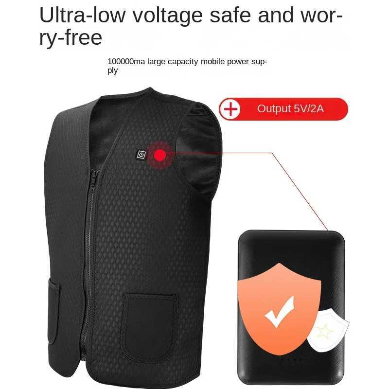 Winter Men's Autumn Vests Men Smart Heating Cotton 5 Area Vest Heated V Neck Vest Women Outdoor Flexible Thermal Winter Warm Jacket M-4XLW26101