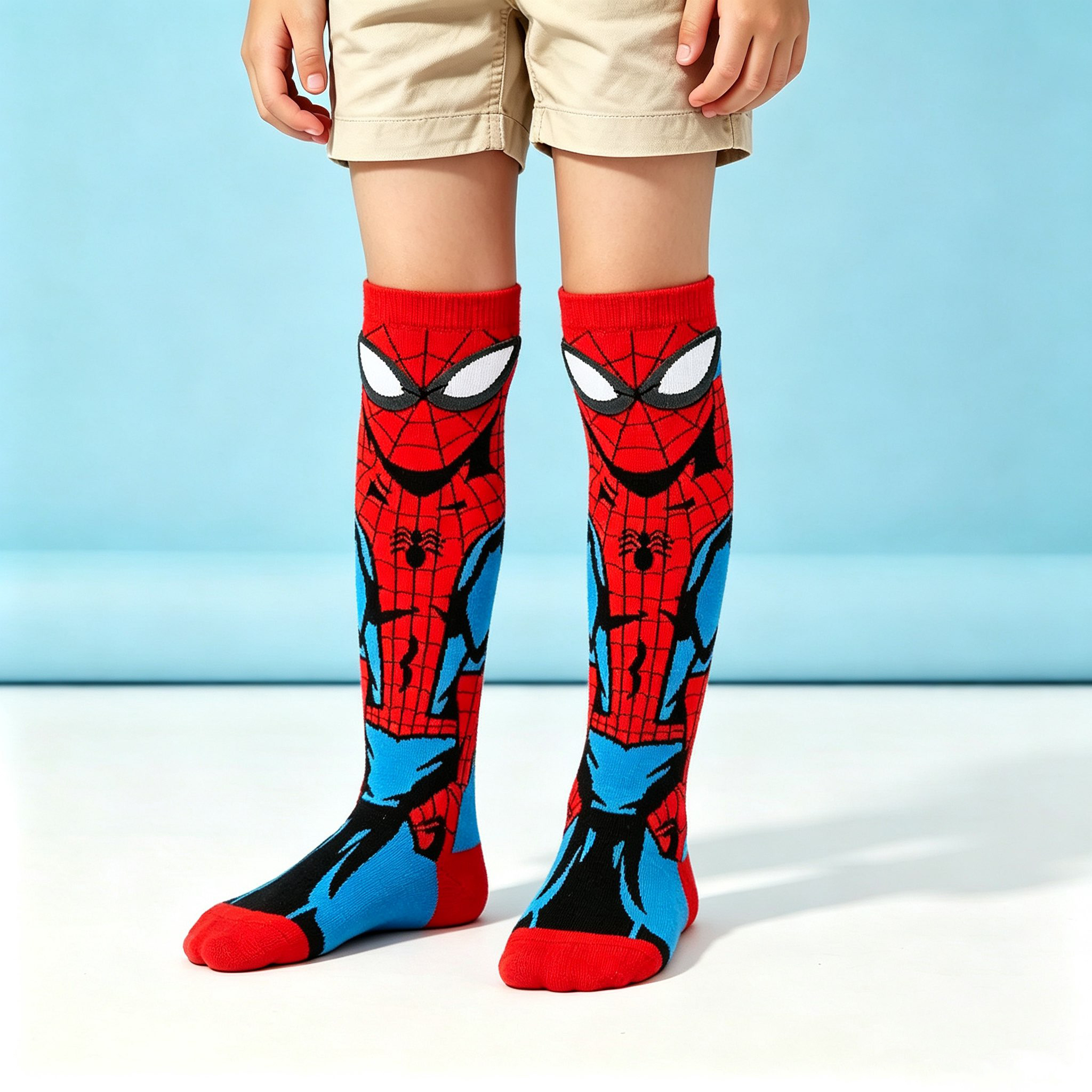 Nouveaux garçons 3D Spider-Man sur le genou chaussettes, taille unique, dessin animé enfants chaussettes en gros