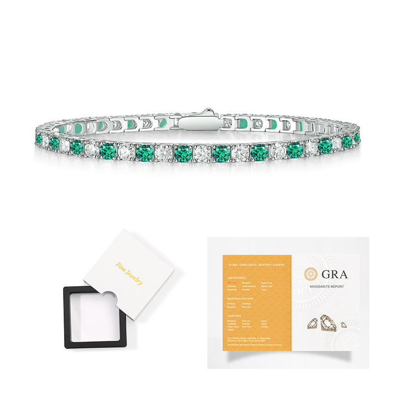 Fashion designer bracelet Moissanite bracelet tennis bracelet Red Blue Green Gemstone Hot-Selling Colorful Bracelet S925 Silver Inlaid D-Color