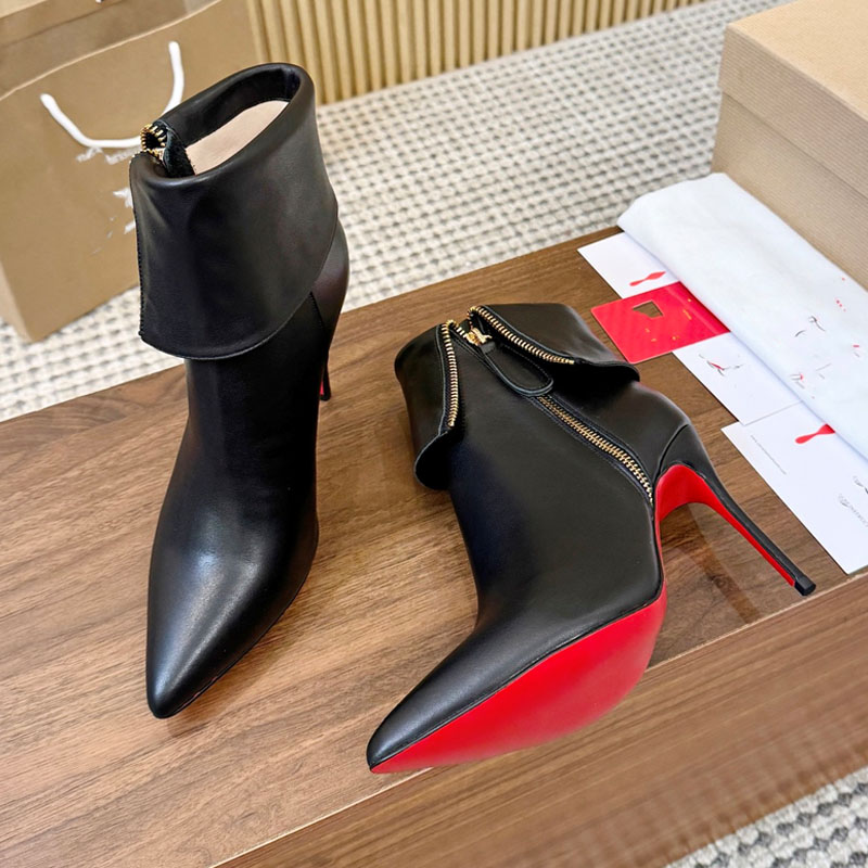 designer Boots women boots New Red Bottom high heels pointed-toe shoe top Dress Shoes Business Luxury womens Ankle Boots 34-41
