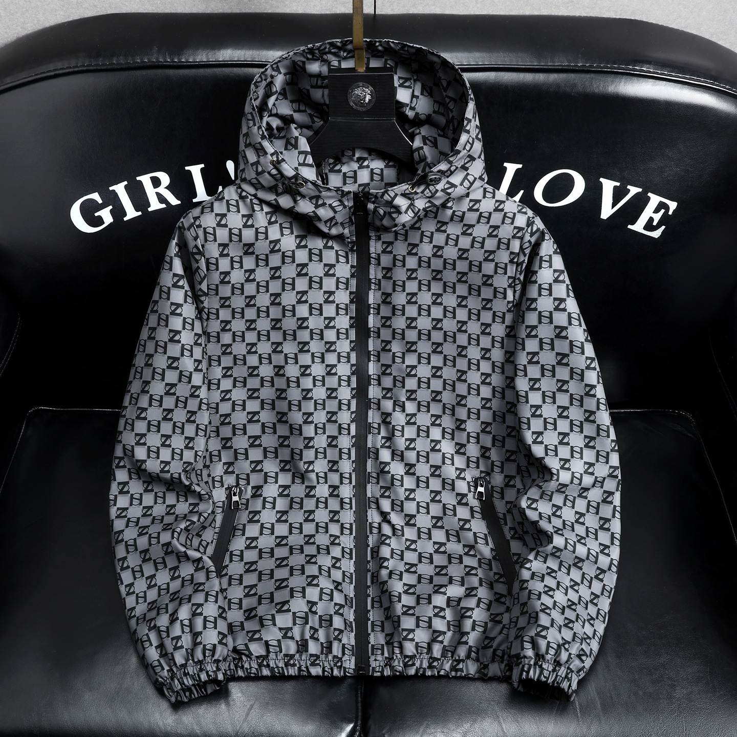 Men Spring Printed Hooded Jacket New Fashion Light Luxury Casual Outerwear Soft Breathable Loose Coat Trendy Daily Street Top For Guys