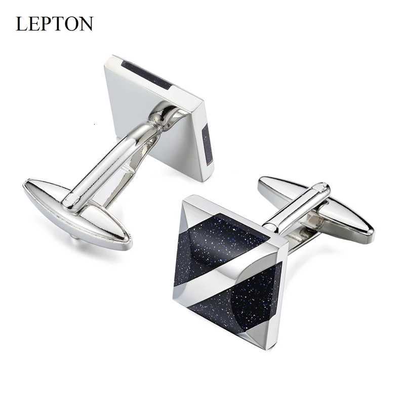 Low-key Cuff Links Luxury Lepton Star Stone Cufflinks for Mens Shirt Brand Cuffs Cufflink High Quality Square Blue Sandstone Cuff linksW261017