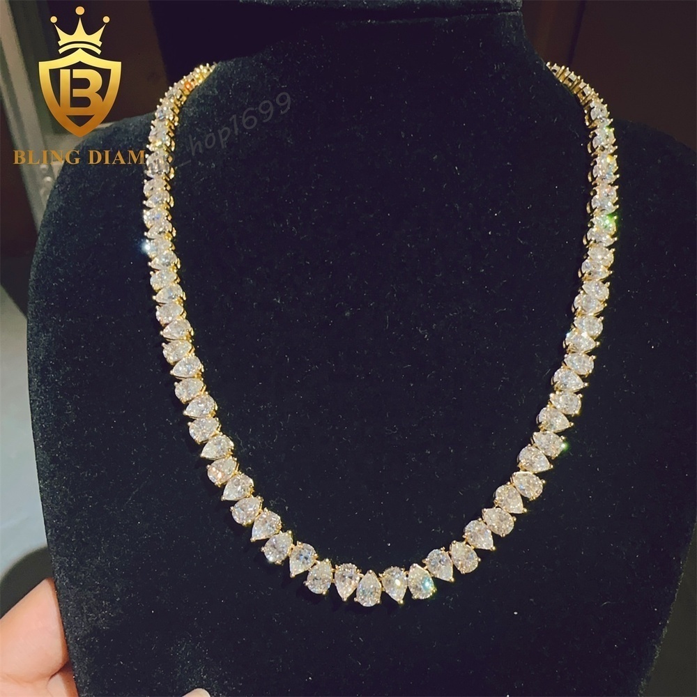 Pass Diamond Tester GRA Certificated Sterling Silver 925 D Color VVS Moissanite Diamond Hip Hop Tennis Chain Necklace