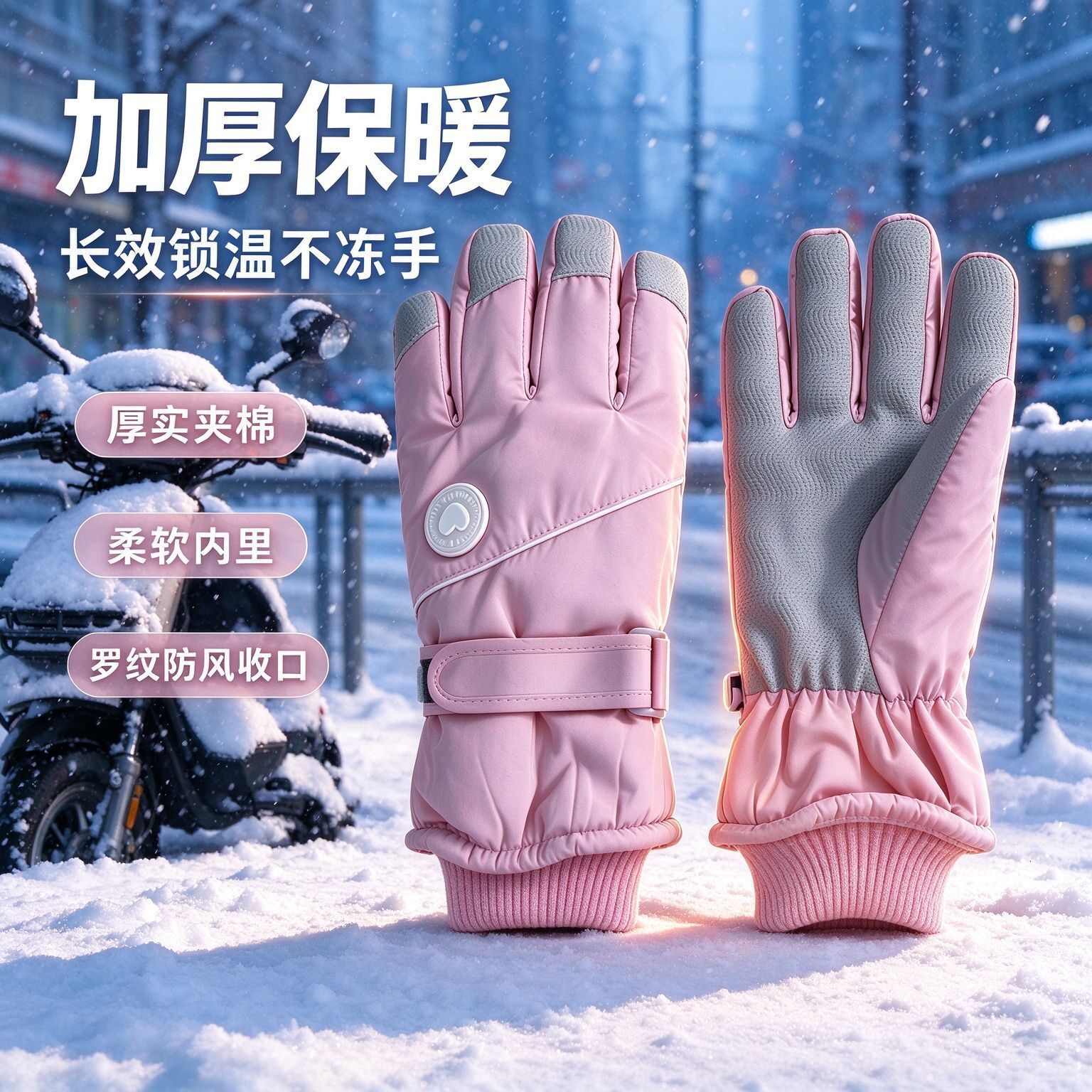 2026 Women's Ski Gloves, New Winter Collection, outdoor Windproof, Warm, Fleece-Lined, Cold-Resistant, Waterproof, Touchscreen Compatible, For