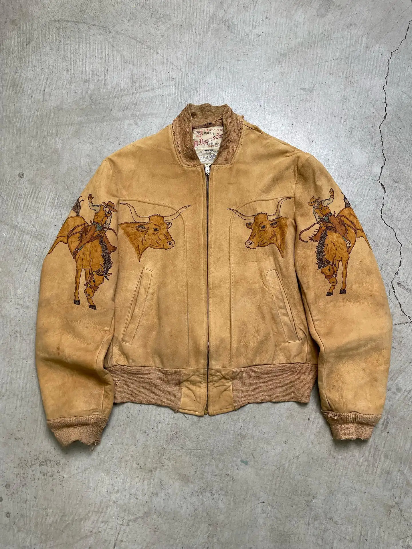 Y2K street American retro embroidered cow head fashion loose jacket men's 2026 Harajuku hiphop casual zipper top 261009