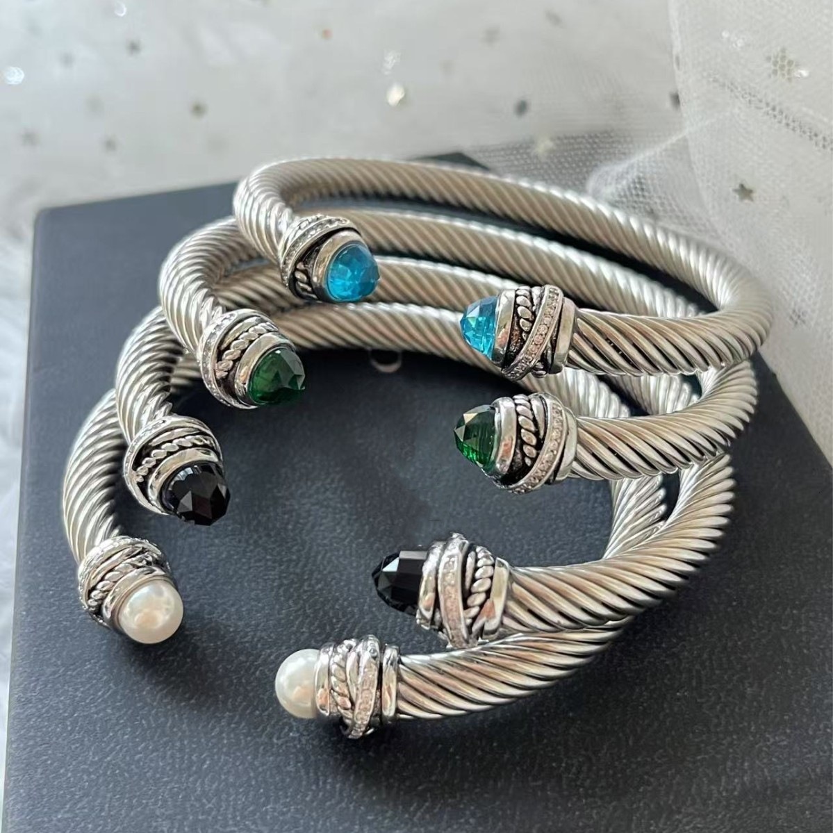 DY Cable Jewelry Designer Davidjersey Yurmannn Luxury Bracelet For Woman Men Luxe Bangle D Y Twisted Micro Pave Open Bracelet Woven Jewelry DB102