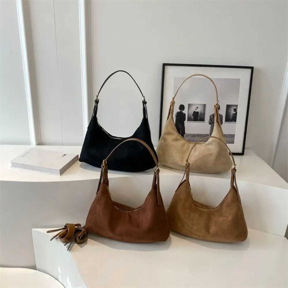 Cross Body Cute Handbag Suede Shoulder Bag Large Capacity Fashion Hobo Bag Solid Color Korean Style Ladies Crossbody Bag Shopping H261016