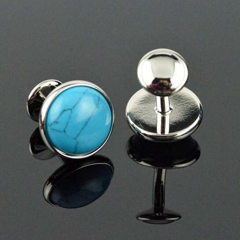 shirt Cuff Luxury Links FIL cufflinks for men's Brand cuff buttons cuff links gemelos turquoise round wedding abotoaduras JewelryW261017