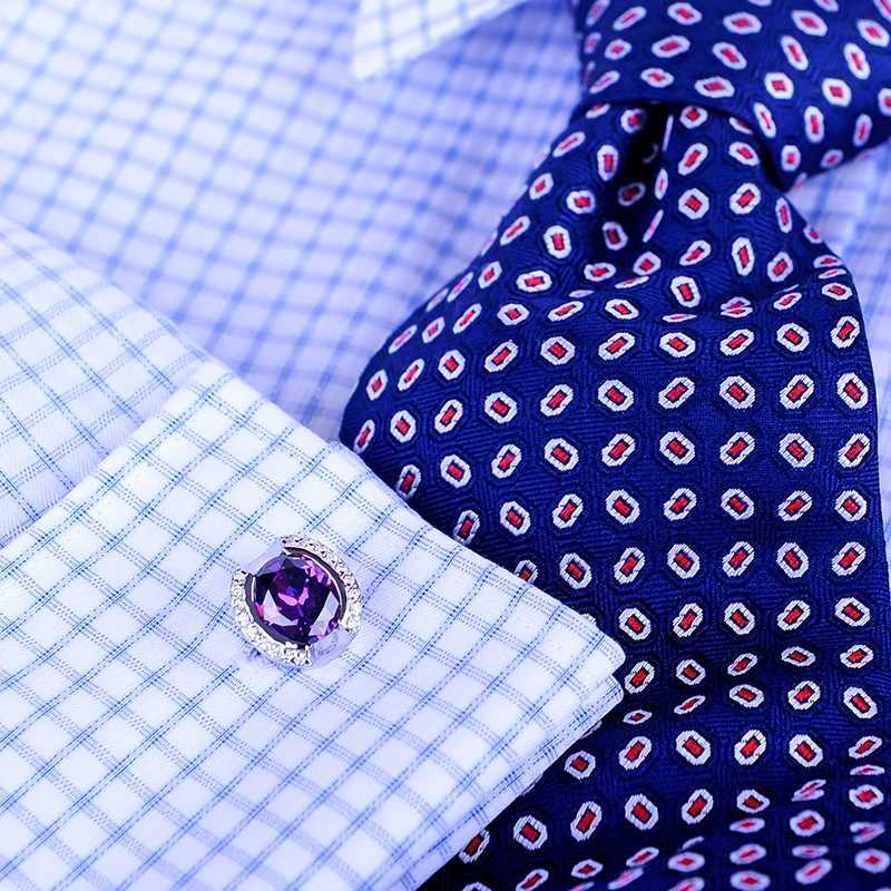 shirt Cuff Jewelry Links KFLK cufflink for mens Brand Purple Crystal Cuff link Luxury Wedding Gro Button High Quality guestsW261017