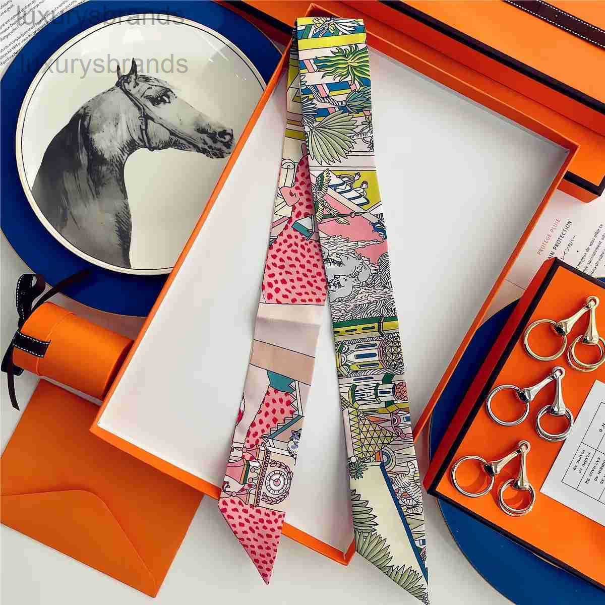 Designer scarves Fashion Colorful printed Womens scarves Classic Luxury Headband Long handle Bag accessories