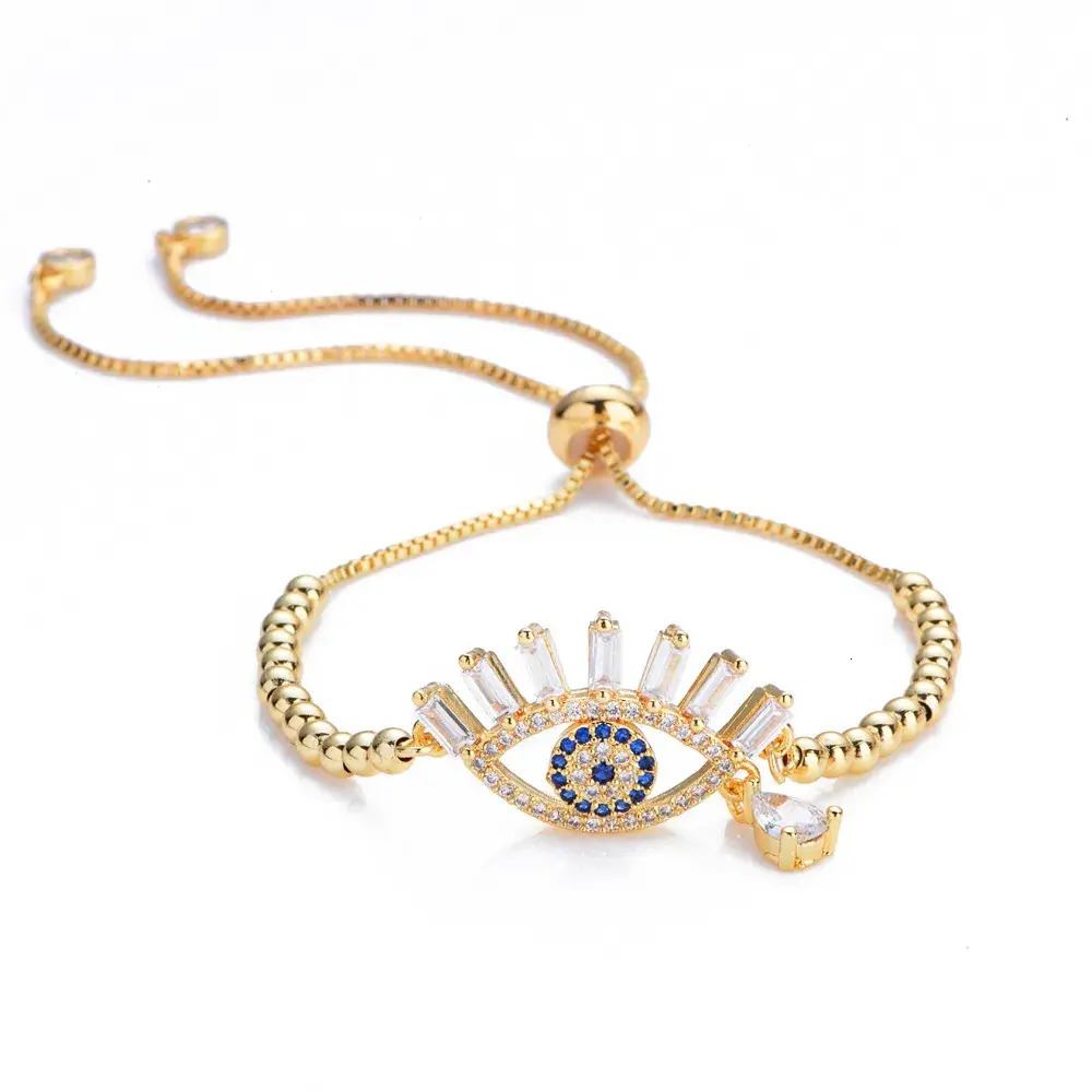 Connected Hand Chain Slave Bracelets Charm Bracelets18k Gold Plated Zirconia Braceletbangle Women's Rainbow Shell Luxury Adjustable Heart 1