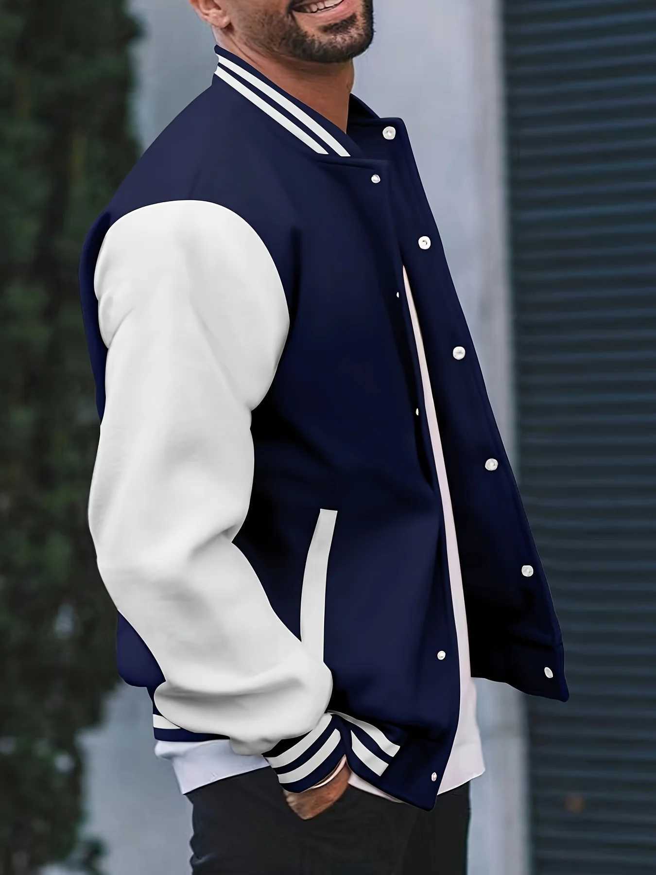 Blends Men's Wool Jackets Men's Men's College Style Contrasting Light Baseball et Casual Spring and Autumn Winter Hot Selling Daily G