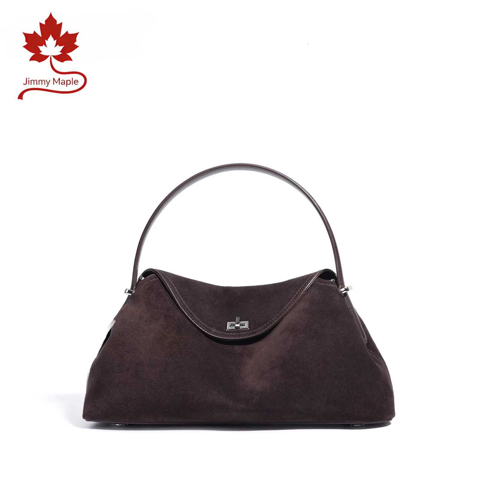 Evening Bags 2026 Autumn Winter All-match Bowling Tote All-match Matte Suede Cowhide Leather Women Shoulder Bag Coffee Purple Noble Handbag H261016