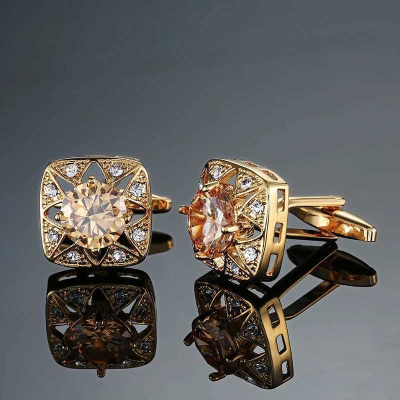 Links High quality men's Cuff French shirt cufflinks Luxury Square Blue Red Crystal Zircon cuffs buttons business suit accessories jewelryW2610