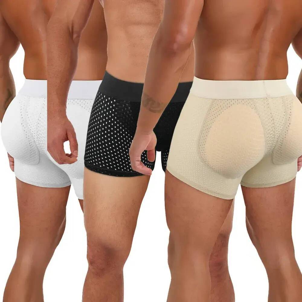 Men's Underwear Men Hip Lift Body briefs Shaper Sponge Butt Padded Boxer Briefs Hollow Out Breathable Slimming Underwear Shaping Enhancement 26