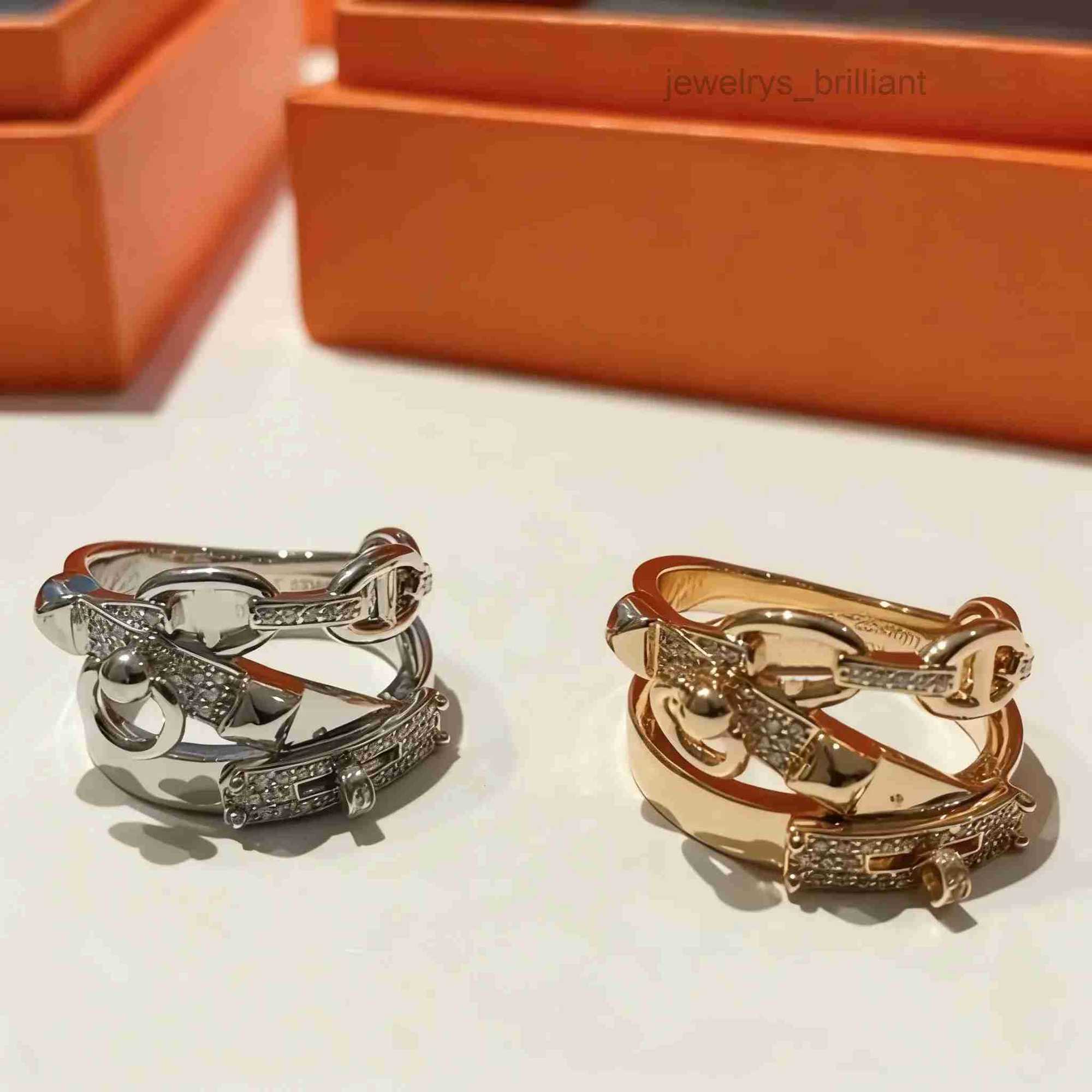 Plain Band Ring Luxury Designer Pig Nose Ring Couple Rose Gold Full Of Diamonds Love Double Rings wedding For Men And Women Exquisite Wedding Valent