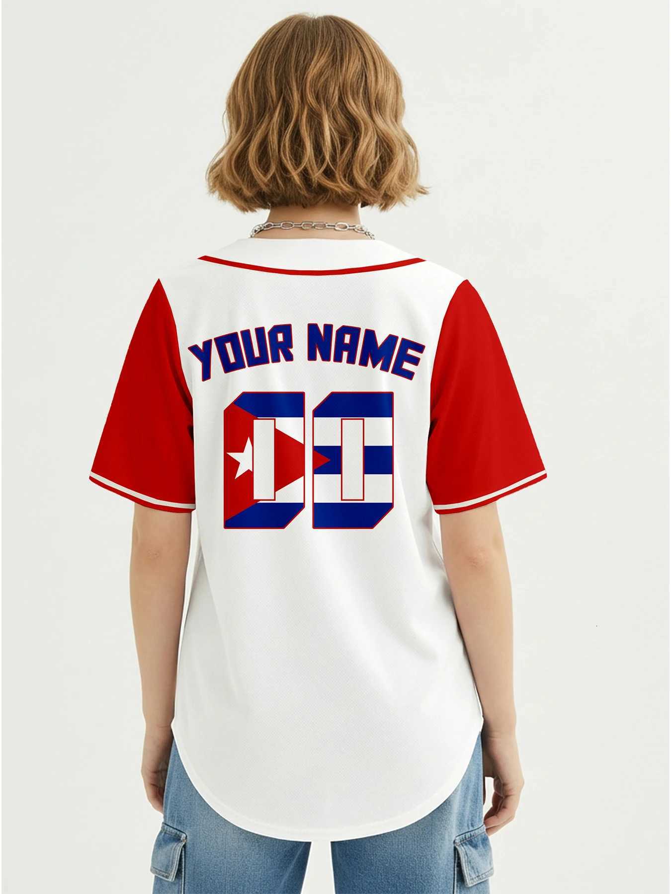 T-Shirts Custom Cuba Baseball Men's for Women Personalized Baseball Uniform with Name Number Button Down Baseball Shirt SportwearW261017