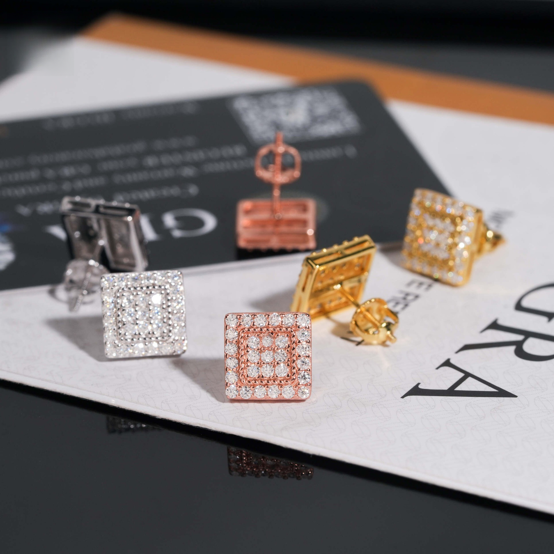 best-selling square full diamond inlay, S925 silver earrings with moissanite stones add a memorable touch to your outfit