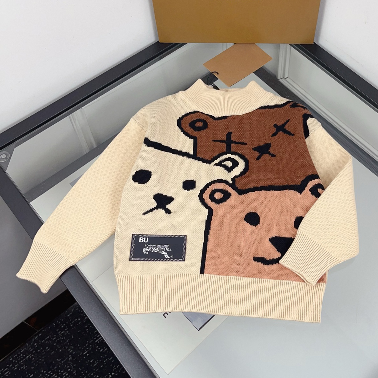 Kids Sweater Toddler Neck Knit Pullover Boys Girls Winter Warm Long Sleeve Children Cute Animal Pattern Knitted Top for Children Size 80-160CM