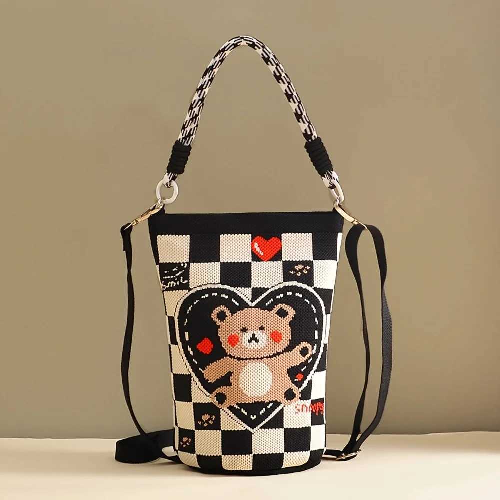 Shoulder Bags 2025 Korean Version New Ins Knot Handbag Fashion Knitted Crossbody Bag Travel Versatile Large Capacity Bucket Bag H261016