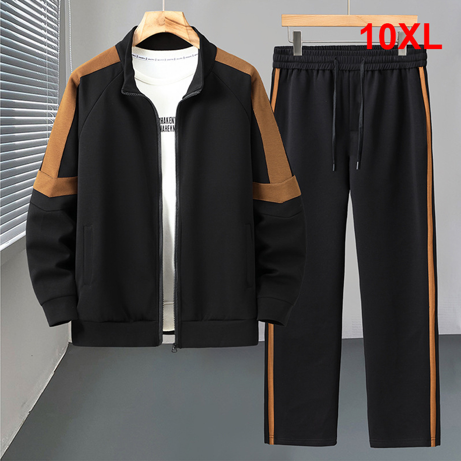 Plus Tracksuit Men Spring Autumn Sets Sweatshirt Pants Fashion Casual Male Suits Jacket Big Size 10XL