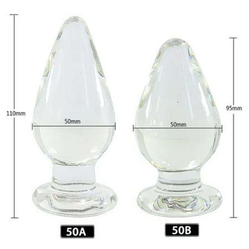 50Mm Diameter Transparent Glass Anus Dilator Buttplug G Spot Stimulator Anal Balls Butt Plug Sex adult toys Toys For Woman BA08