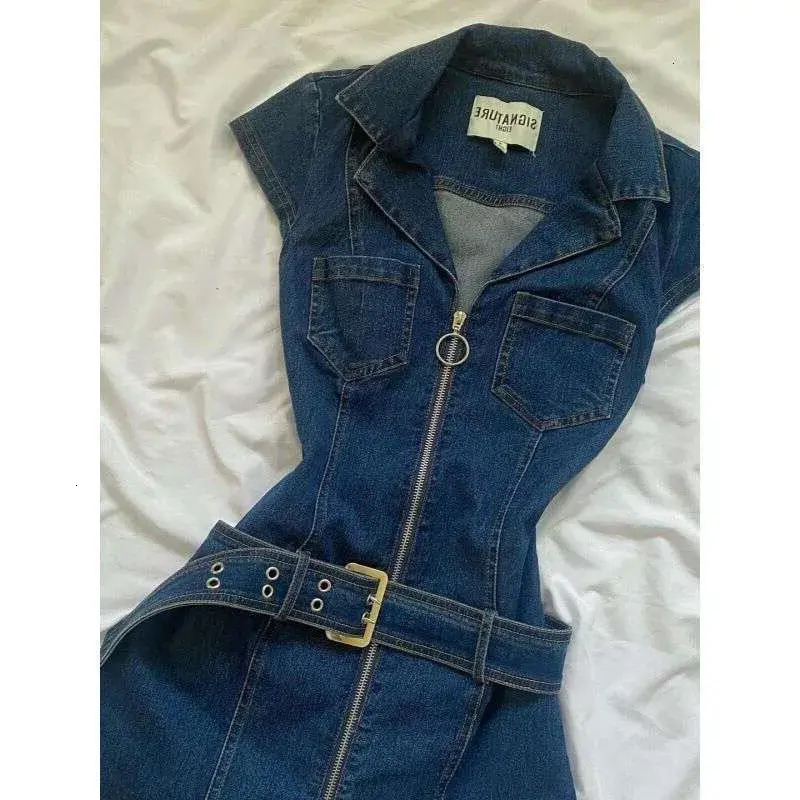 Urban Sexy Dress American Retro Sweet Cool Girl bodycon Denim For Women Summer New Niche Design Waist Slimming Bodycon Dress Makoufei Women be9